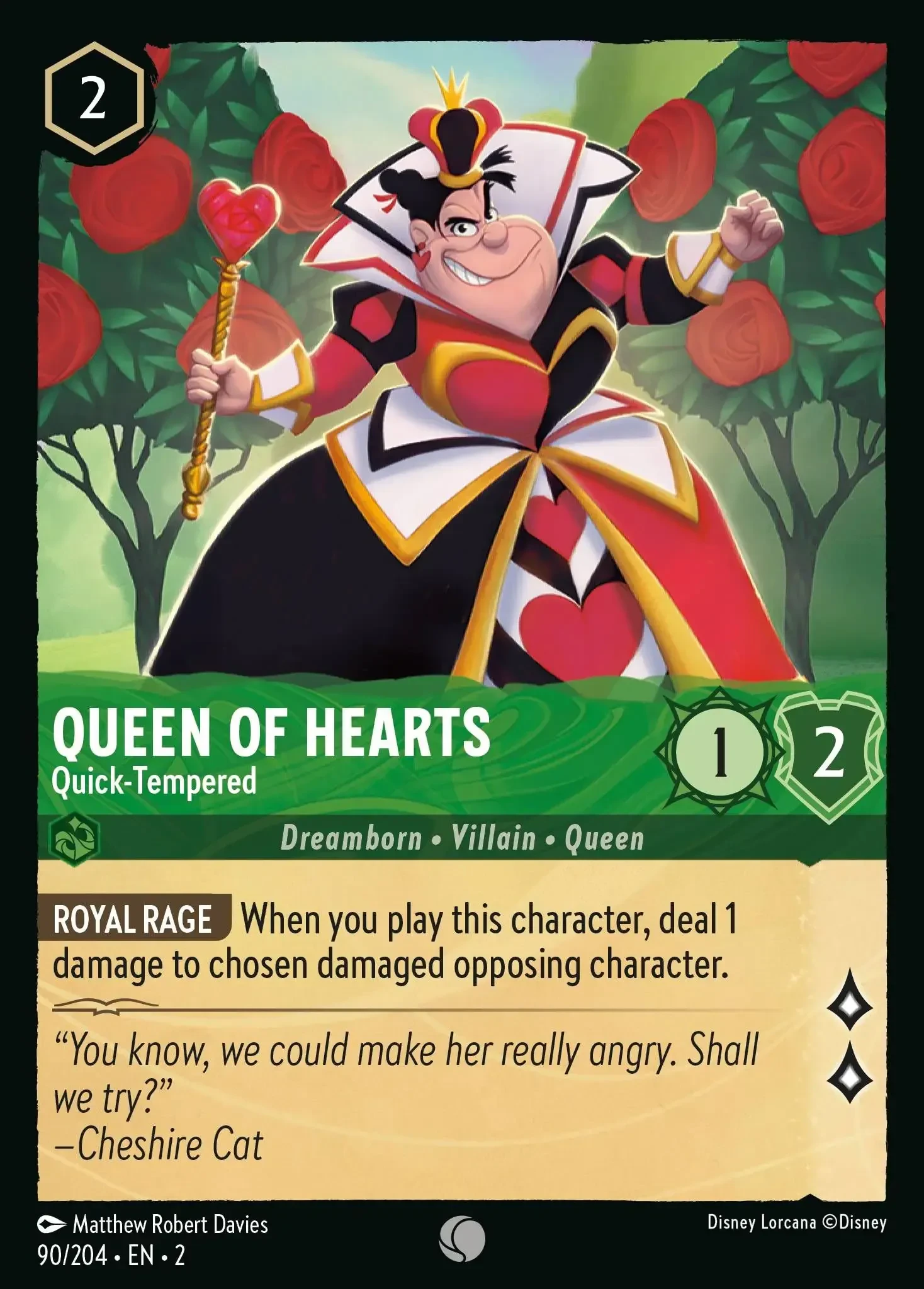 2023 Rise of The Floodborn Queen Of Hearts - Quick-Tempered #90 Common card image