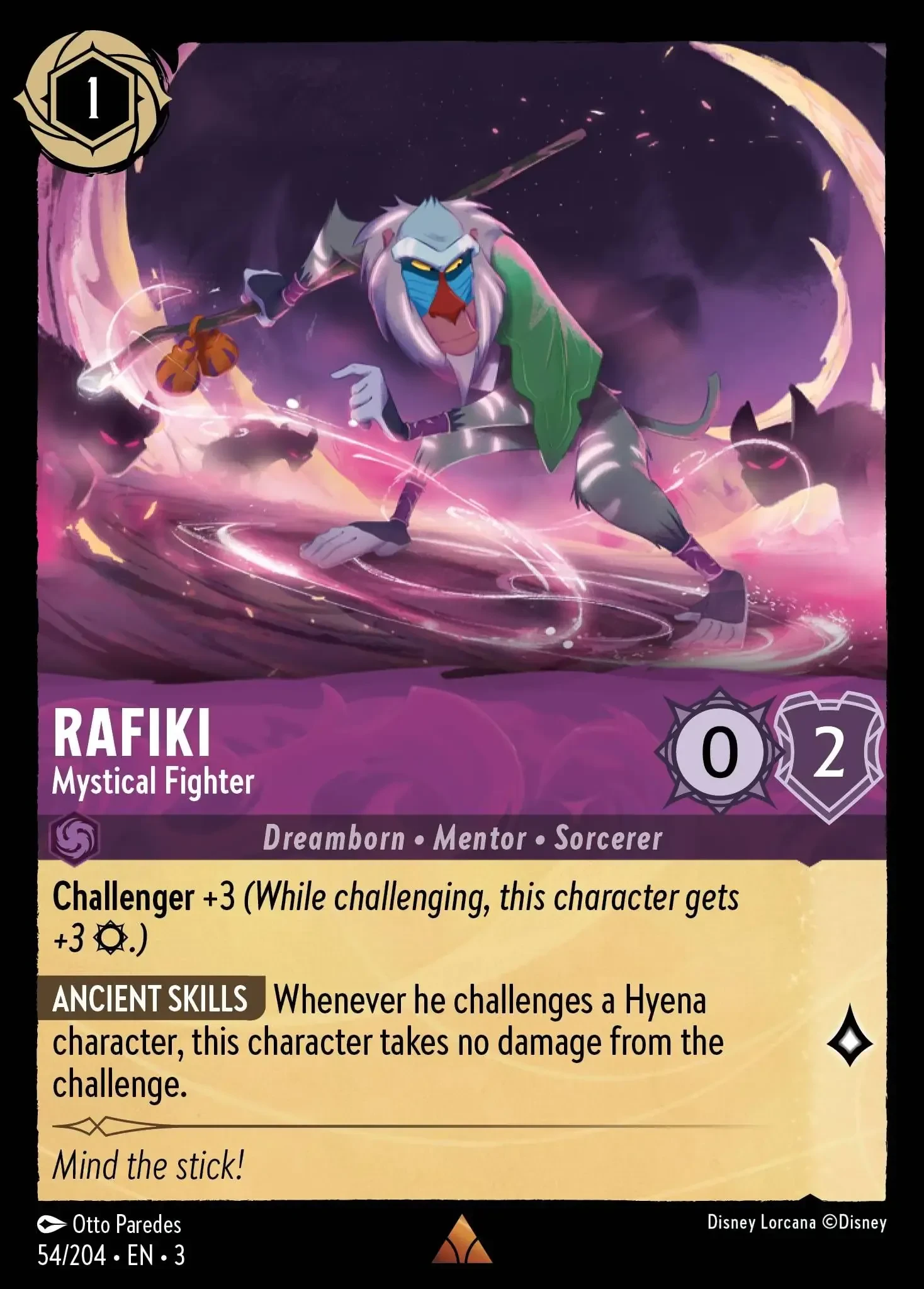 2024 Into the Inklands Rafiki - Mystical Fighter #54 Rare card image