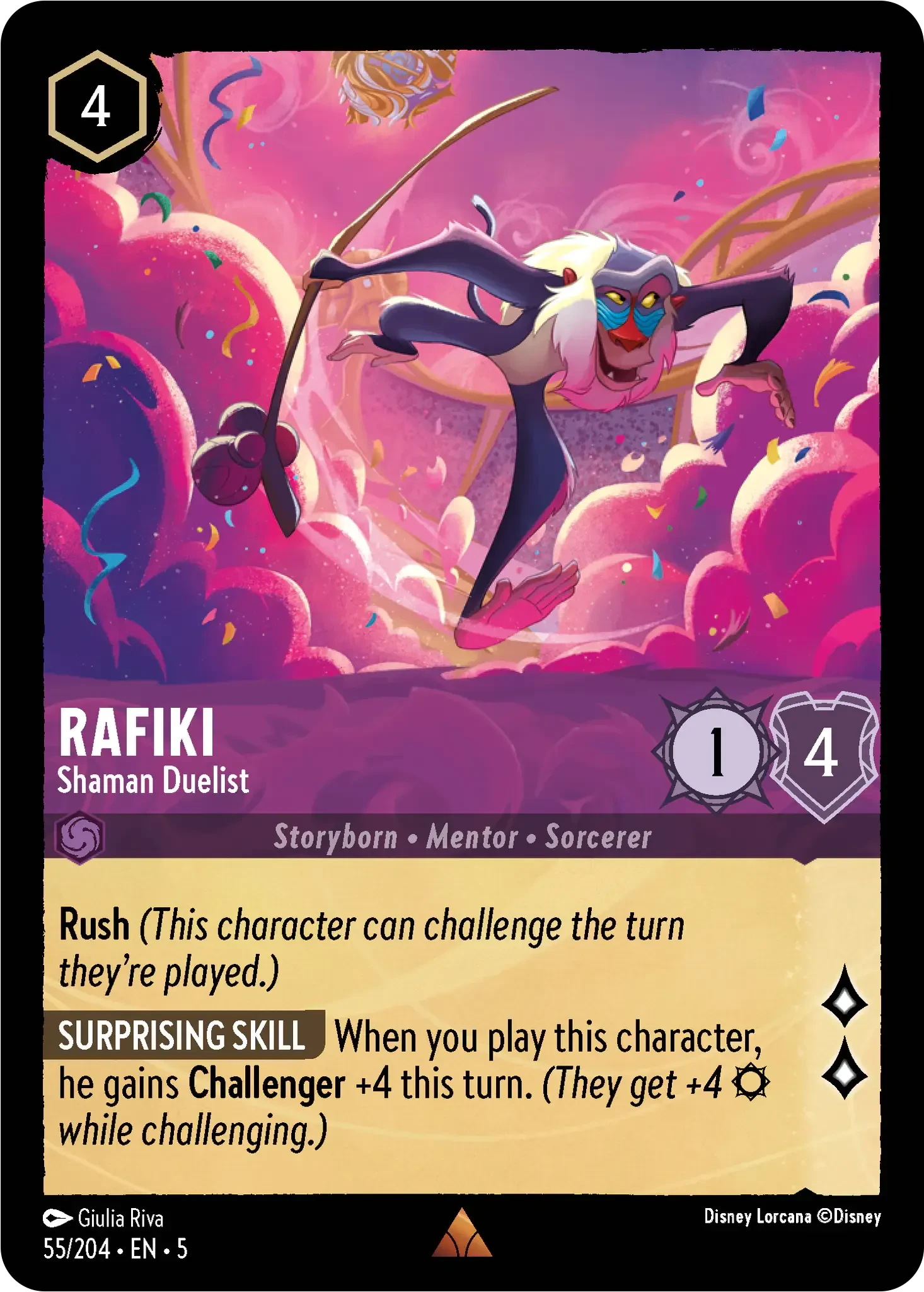 2024 Shimmering Skies Rafiki - Shaman Duelist Rare #55 Rare card image