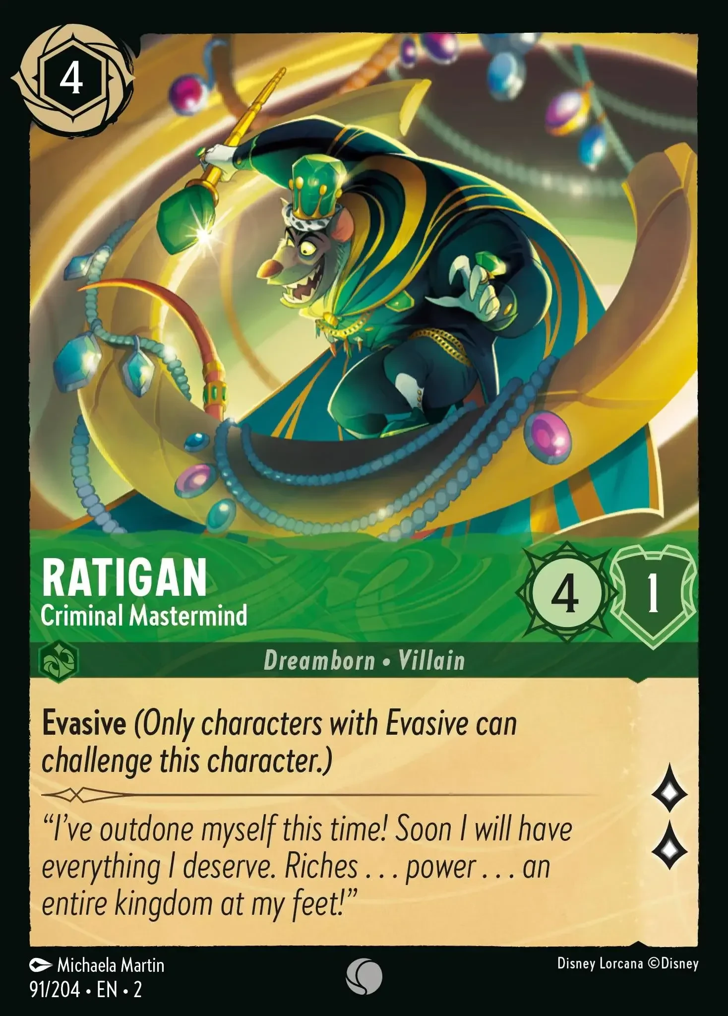 2023 Rise of The Floodborn Ratigan - Criminal Mastermind #91 Common card image