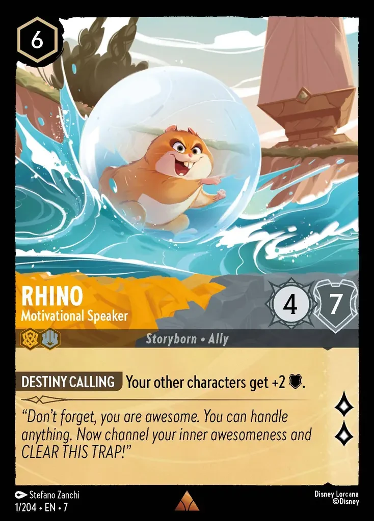 2025 Archazia's Island Rhino - Motivational Speaker Rare #1 Rare card image