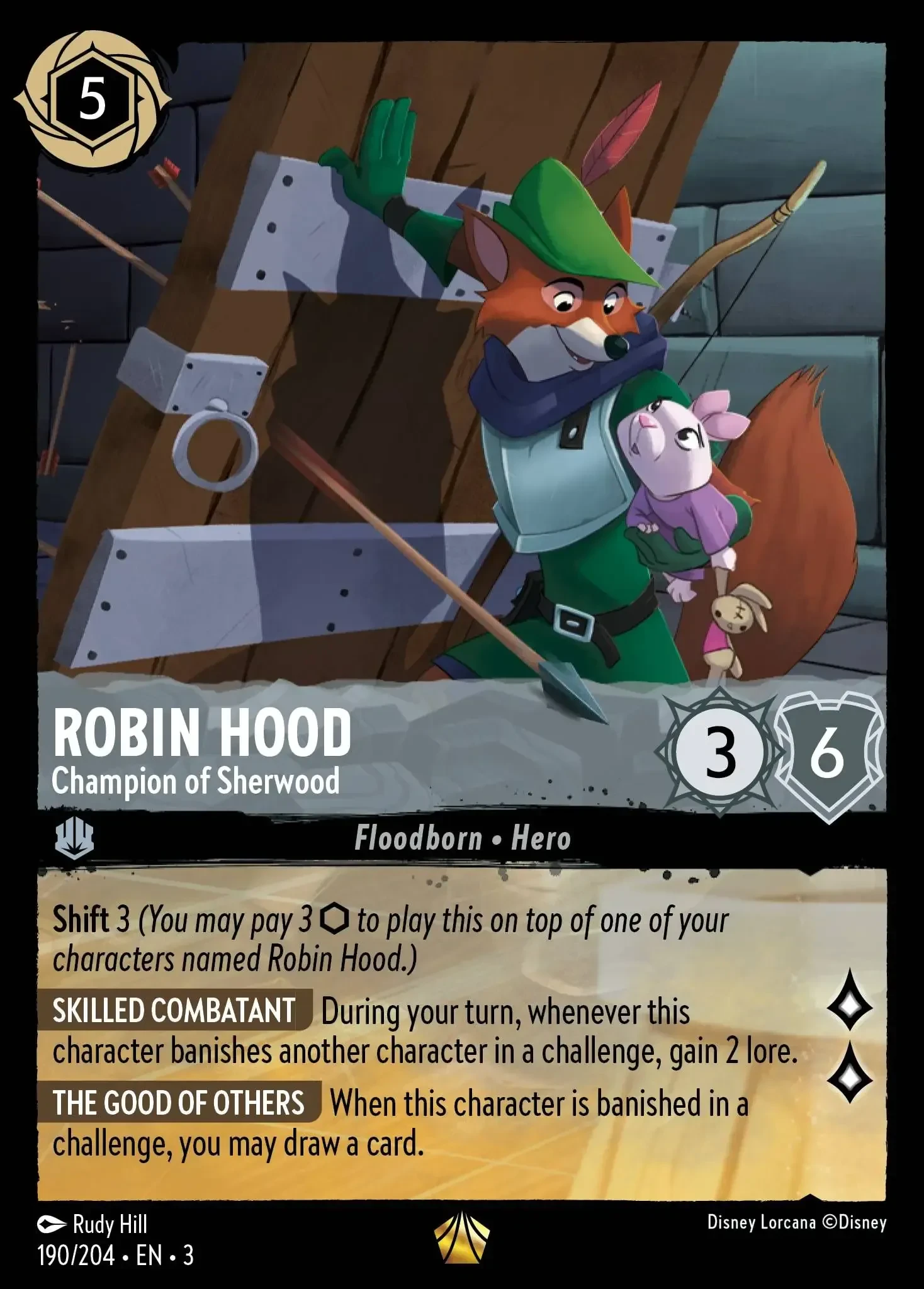 2024 Into the Inklands Robin Hood - Champion of Sherwood #190 Legendary card image
