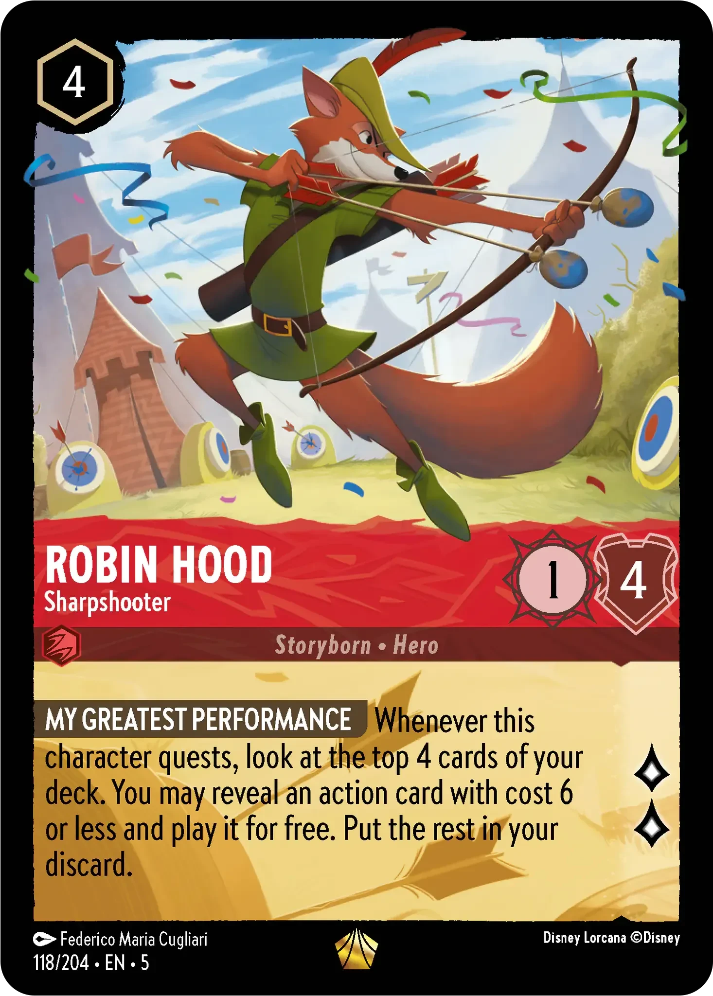 2024 Shimmering Skies Robin Hood - Sharpshooter #118 Legendary card image