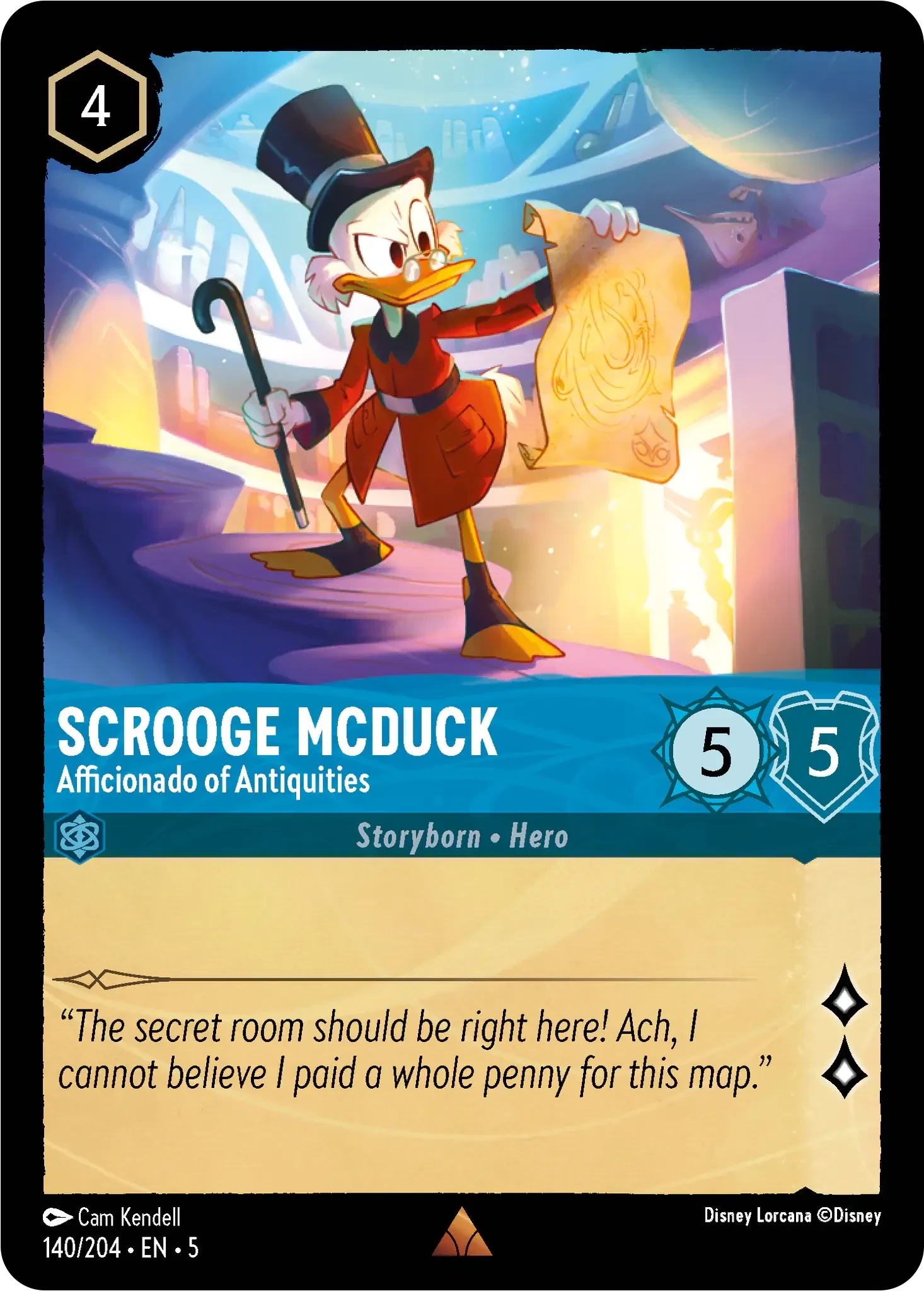 2024 Shimmering Skies Scrooge McDuck - Afficionado of Antiquities #140 Rare card image
