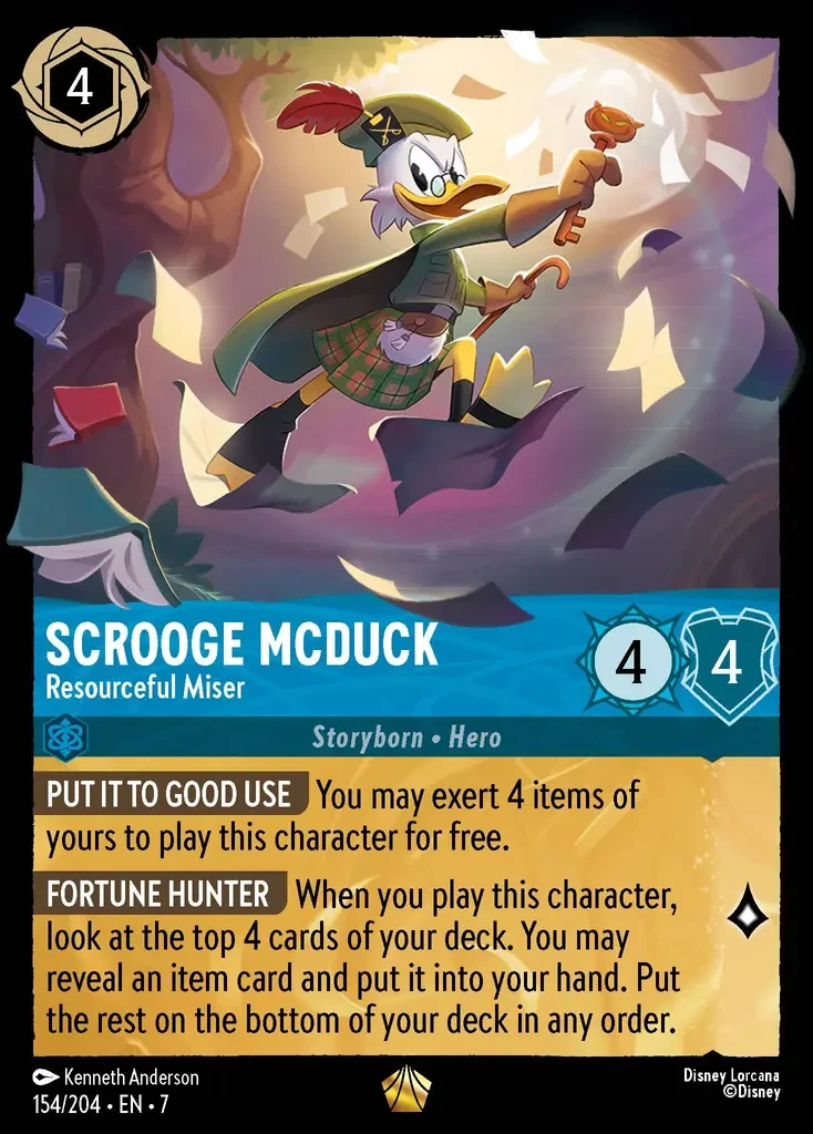 2025 Archazia's Island Scrooge McDuck - Resourceful Miser #154 Legendary card image