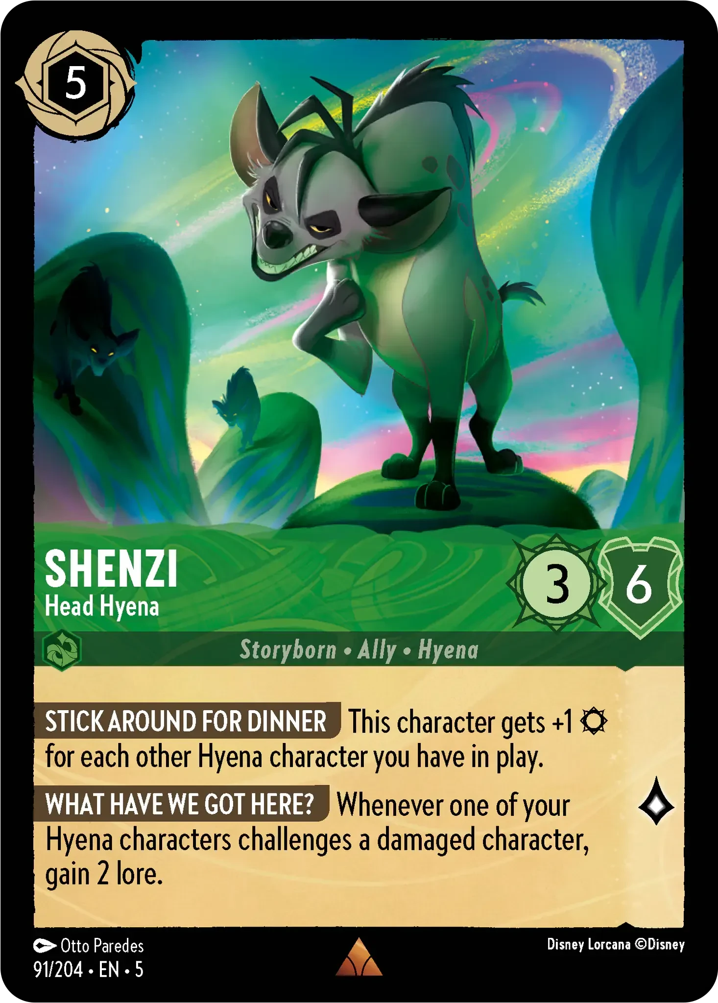 2024 Shimmering Skies Shenzi - Head Hyena #91 Common card image