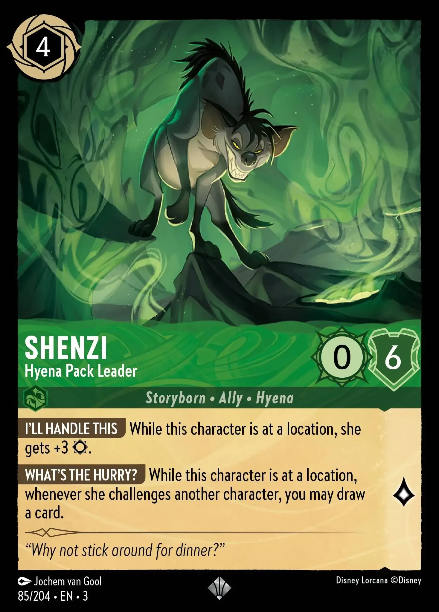 2024 Into the Inklands Shenzi - Hyena Pack Leader #85 Super Rare card image