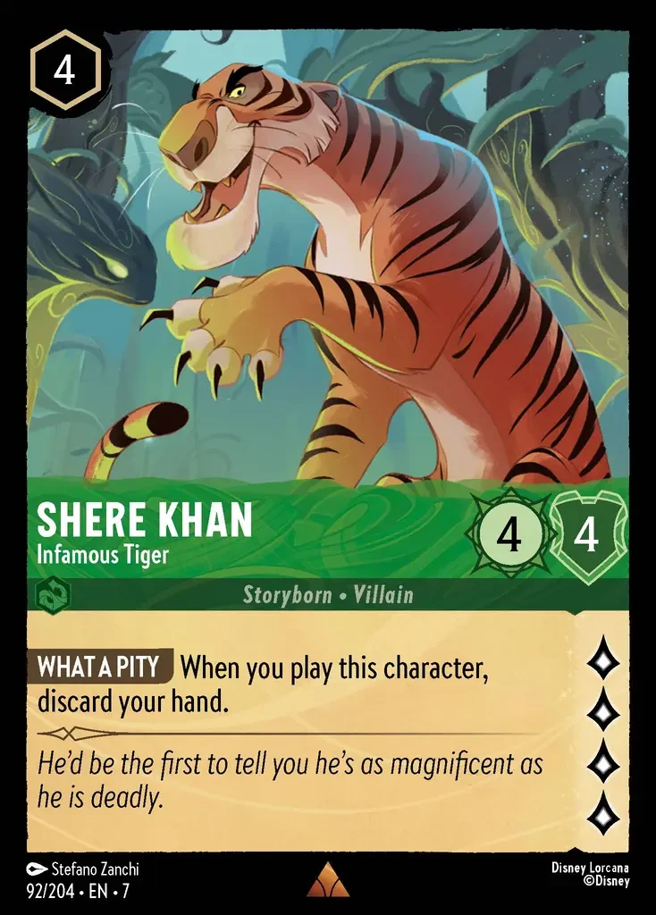 2025 Archazia's Island Shere Khan - Infamous Tiger #92 Rare card image