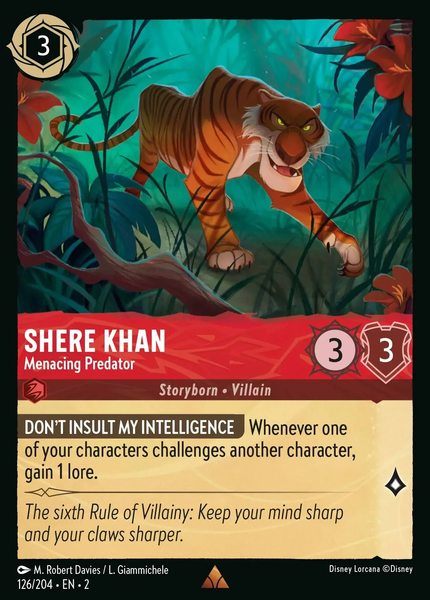 2023 Rise of The Floodborn Shere Khan - Menacing Predator #126 Rare card image