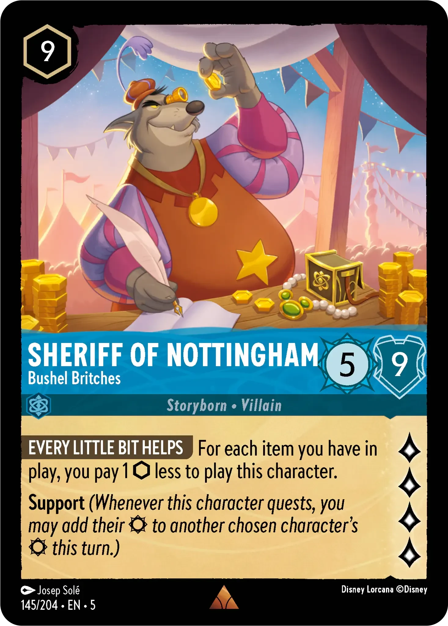 2024 Shimmering Skies Sheriff of Nottingham - Bushel Britches #145 Super Rare card image