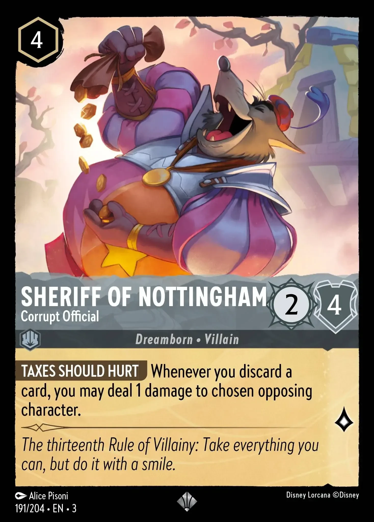 2024 Into the Inklands Sheriff of Nottingham - Corrupt Official #191 Super Rare card image