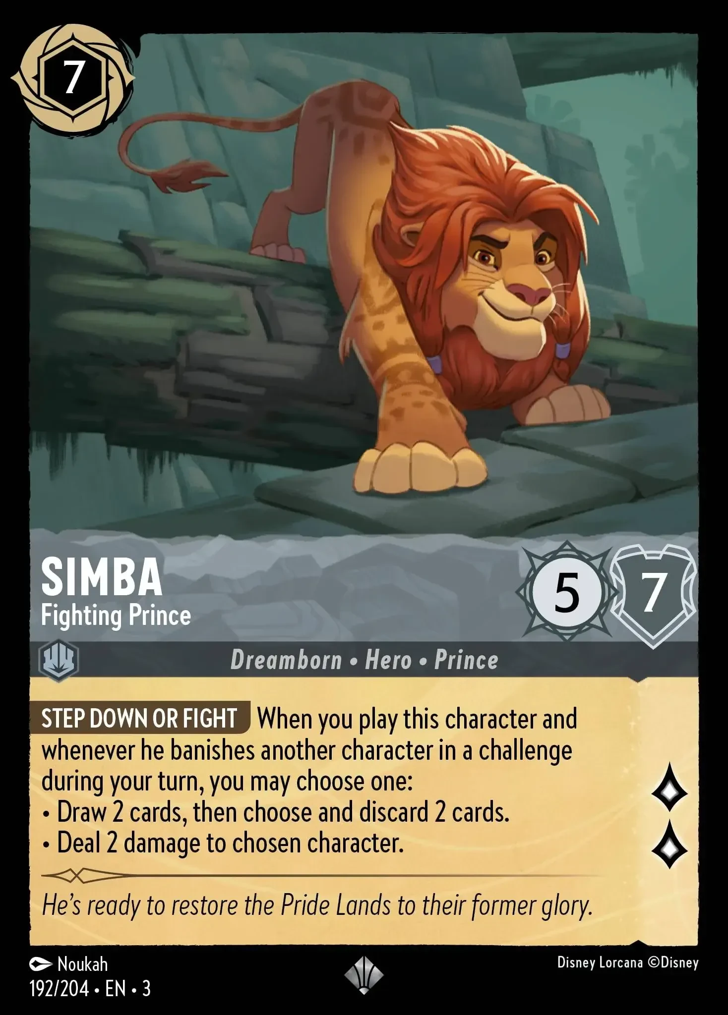 2024 Into the Inklands Simba - Fighting Prince #192 Super Rare card image