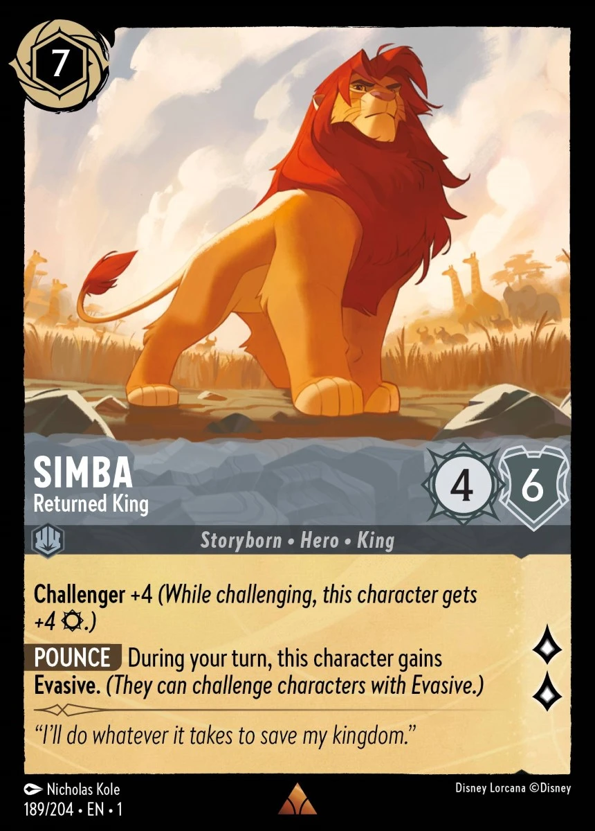 2023 The First Chapter Simba - Returned King Rare #189 Rare card image