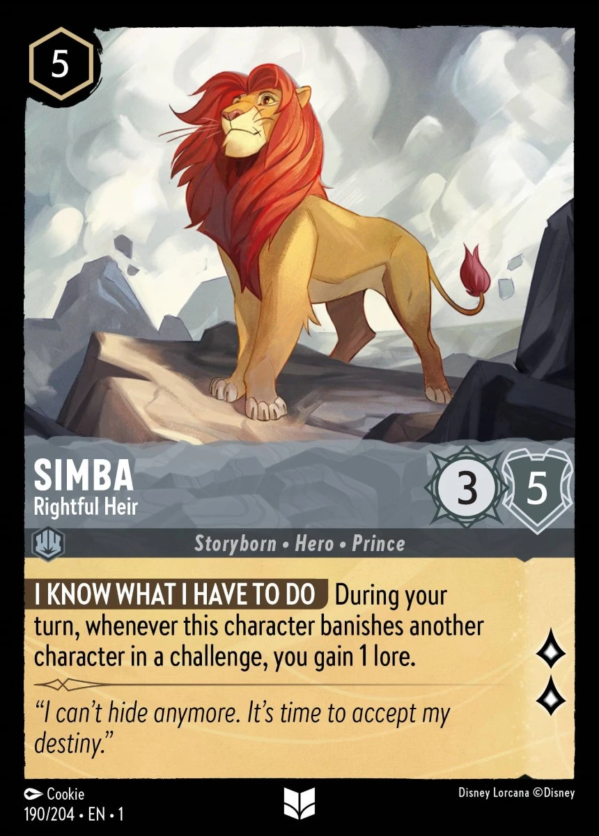 2023 The First Chapter Simba - Rightful Heir Uncommon #190 Uncommon card image