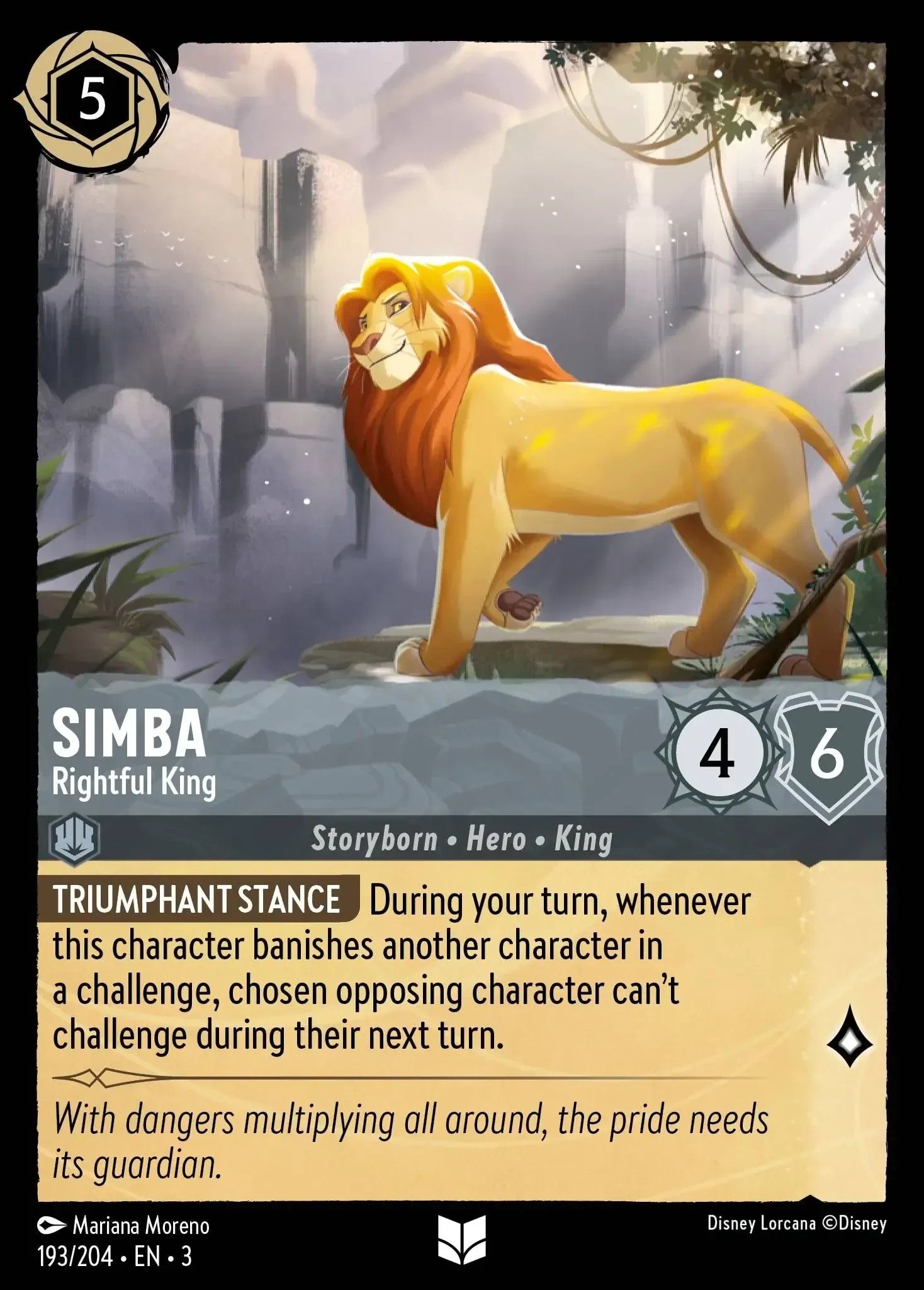 2024 Into the Inklands Simba - Rightful King #193 Uncommon card image