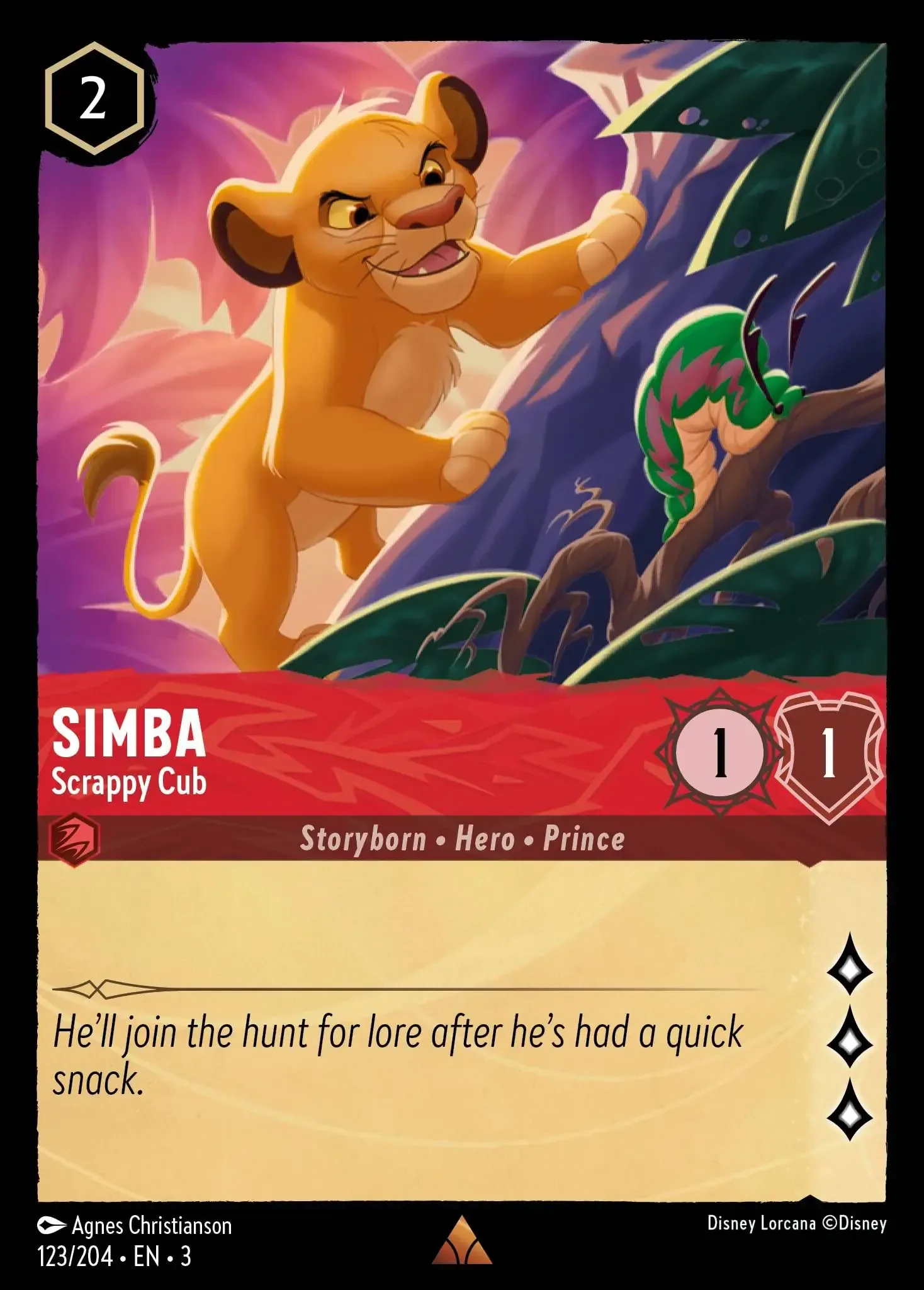 2024 Into the Inklands Simba - Scrappy Cub #123 Rare card image