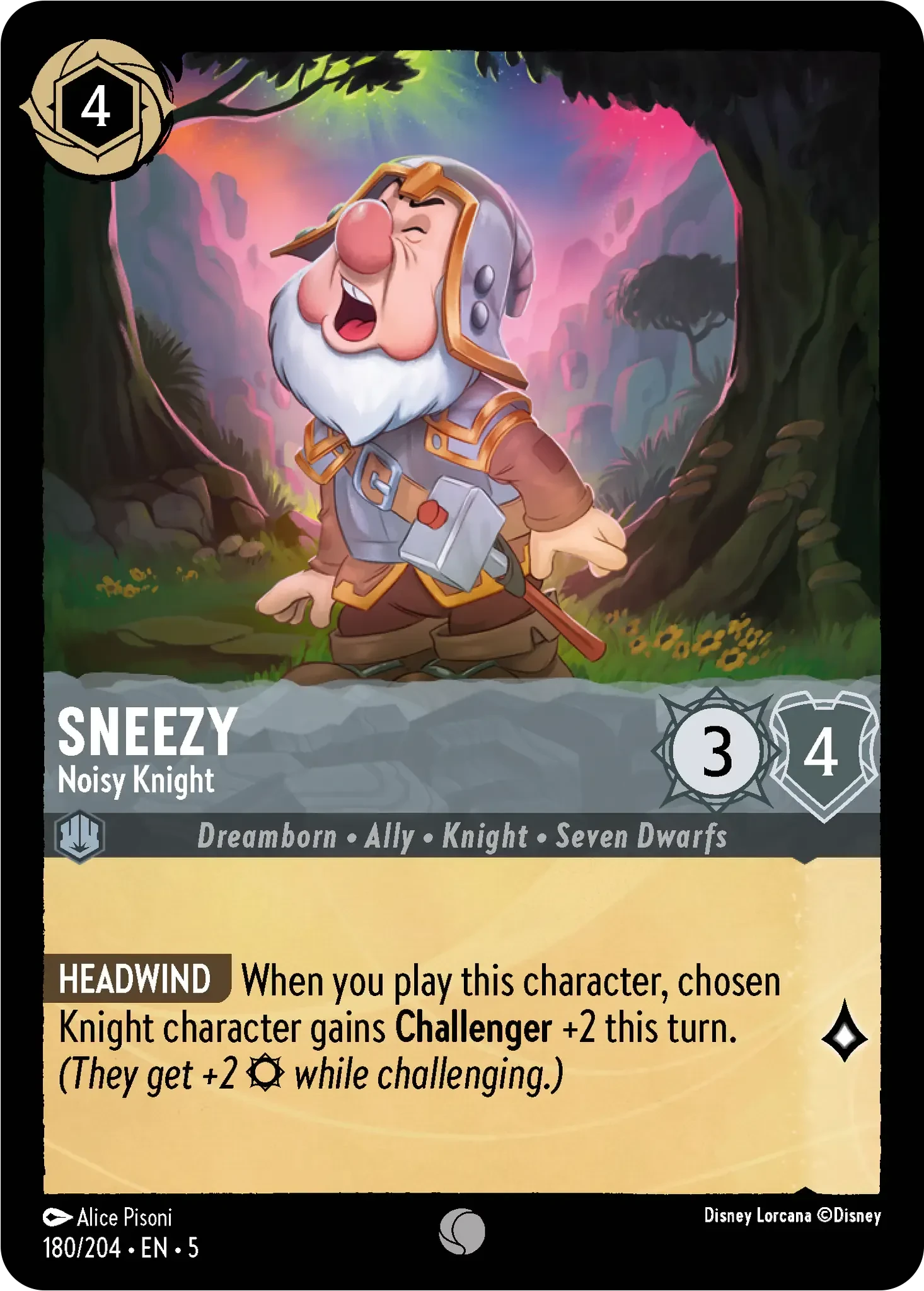 2024 Shimmering Skies Sneezy - Noisy Knight #180 Common card image