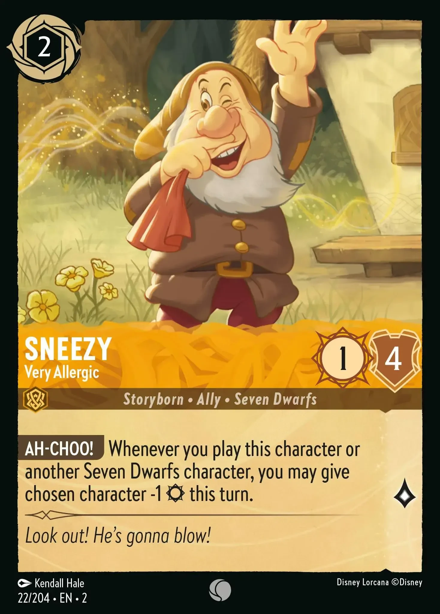 2023 Rise of The Floodborn Sneezy - Very Allergic #22 Common card image