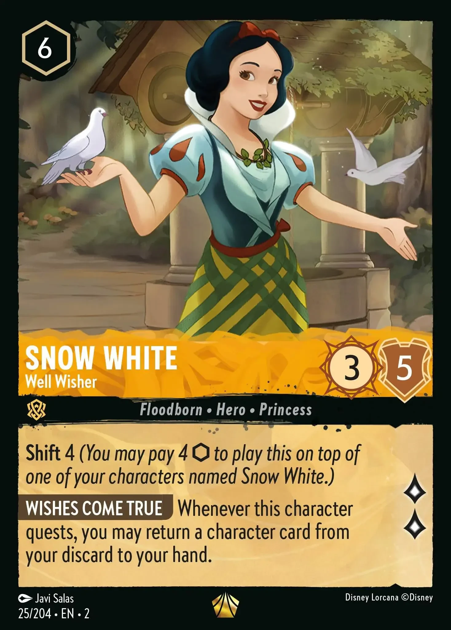 2023 Rise of The Floodborn Snow White - Well Wisher #25 Legendary card image