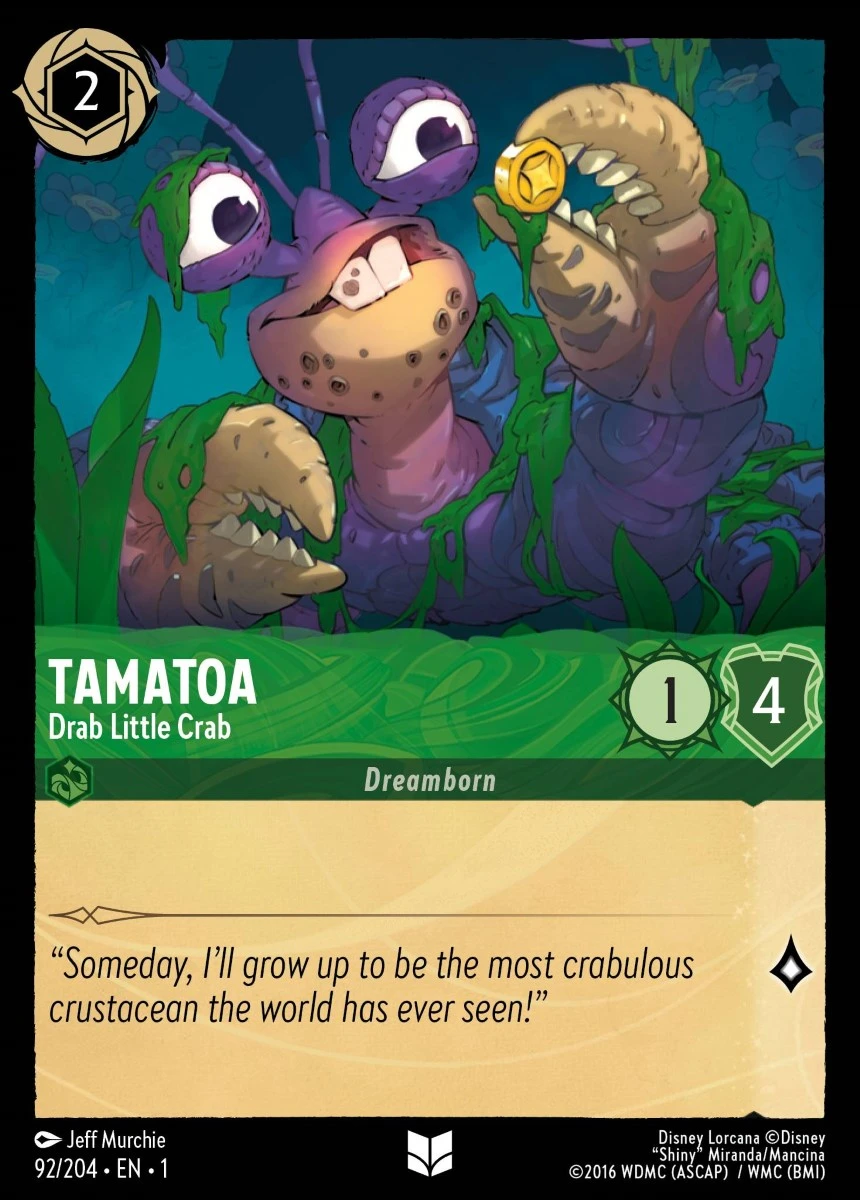 2023 The First Chapter Tamatoa - Drab Little Crab #92 Uncommon card image