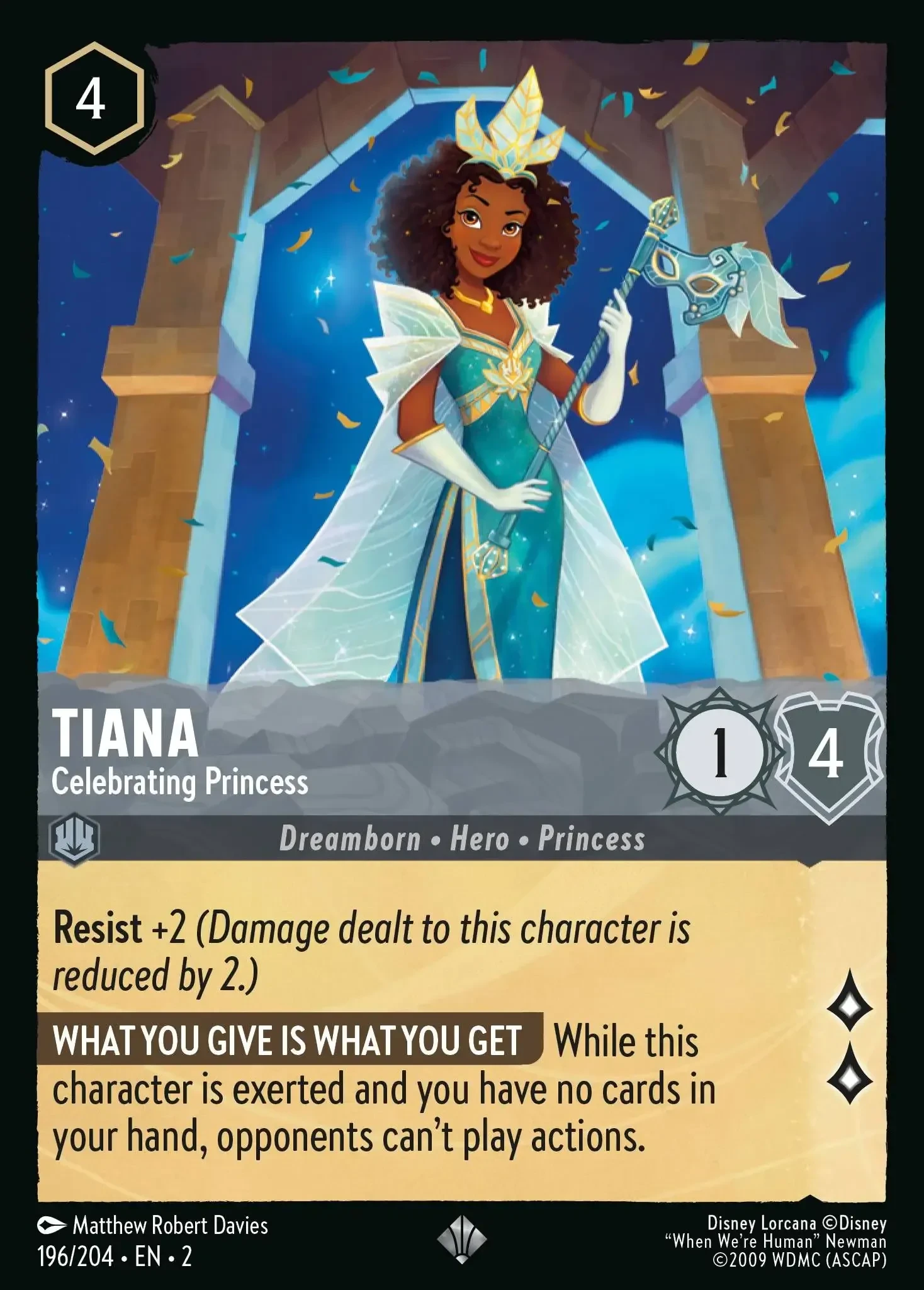 2023 Rise of The Floodborn Tiana - Celebrating Princess #196 Super Rare card image