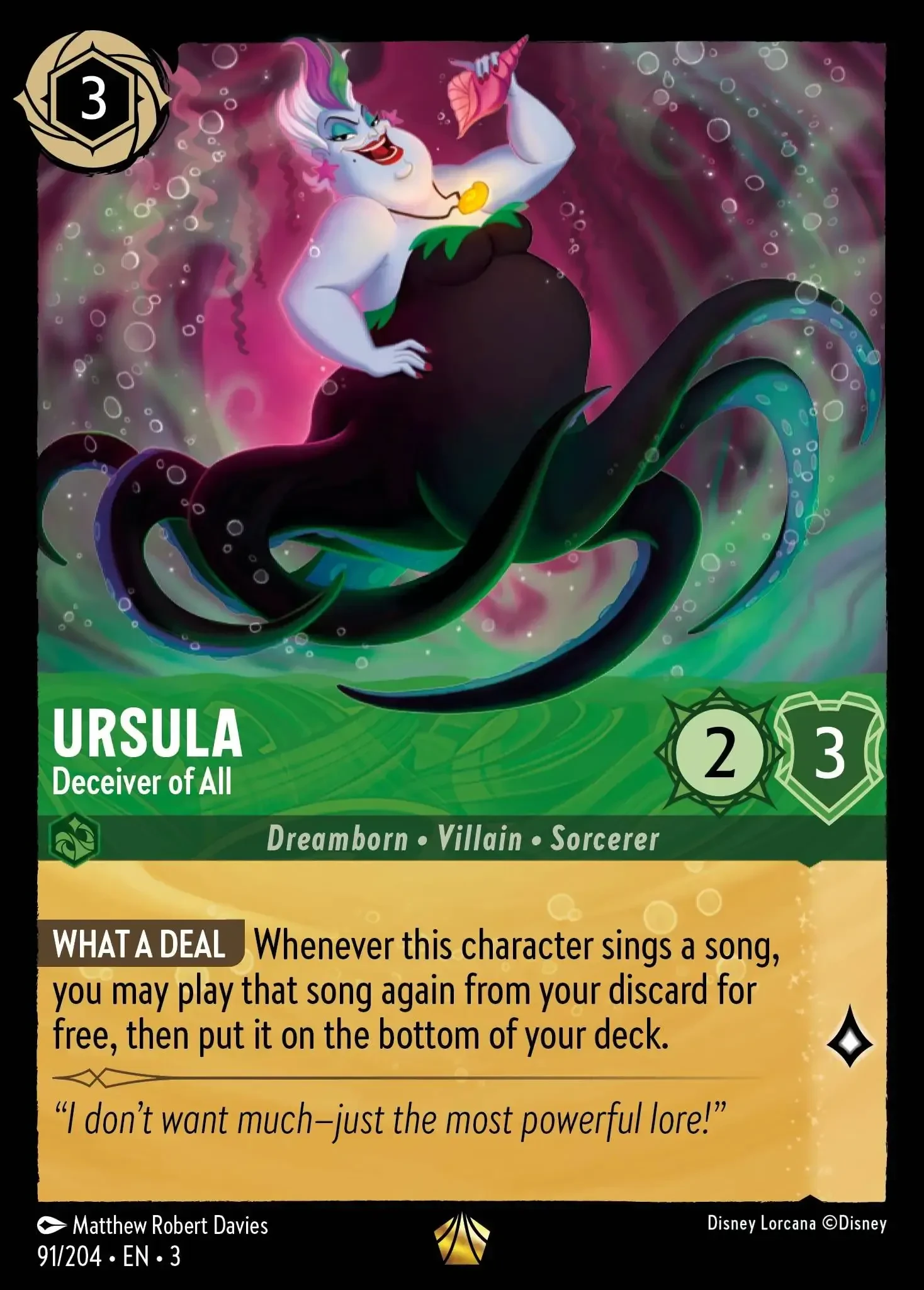 2024 Into the Inklands Ursula - Deceiver of All #91 Legendary card image