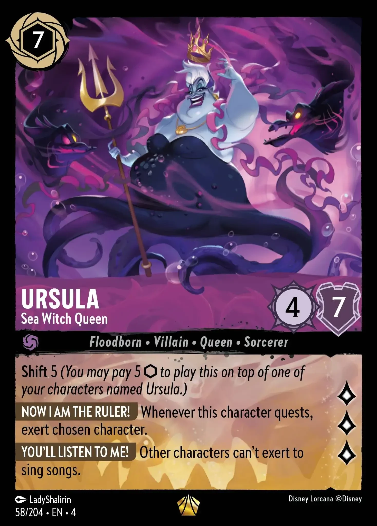 2024 Ursula's Return Ursula - Sea Witch Queen [Foil] Legendary #58 Legendary card image