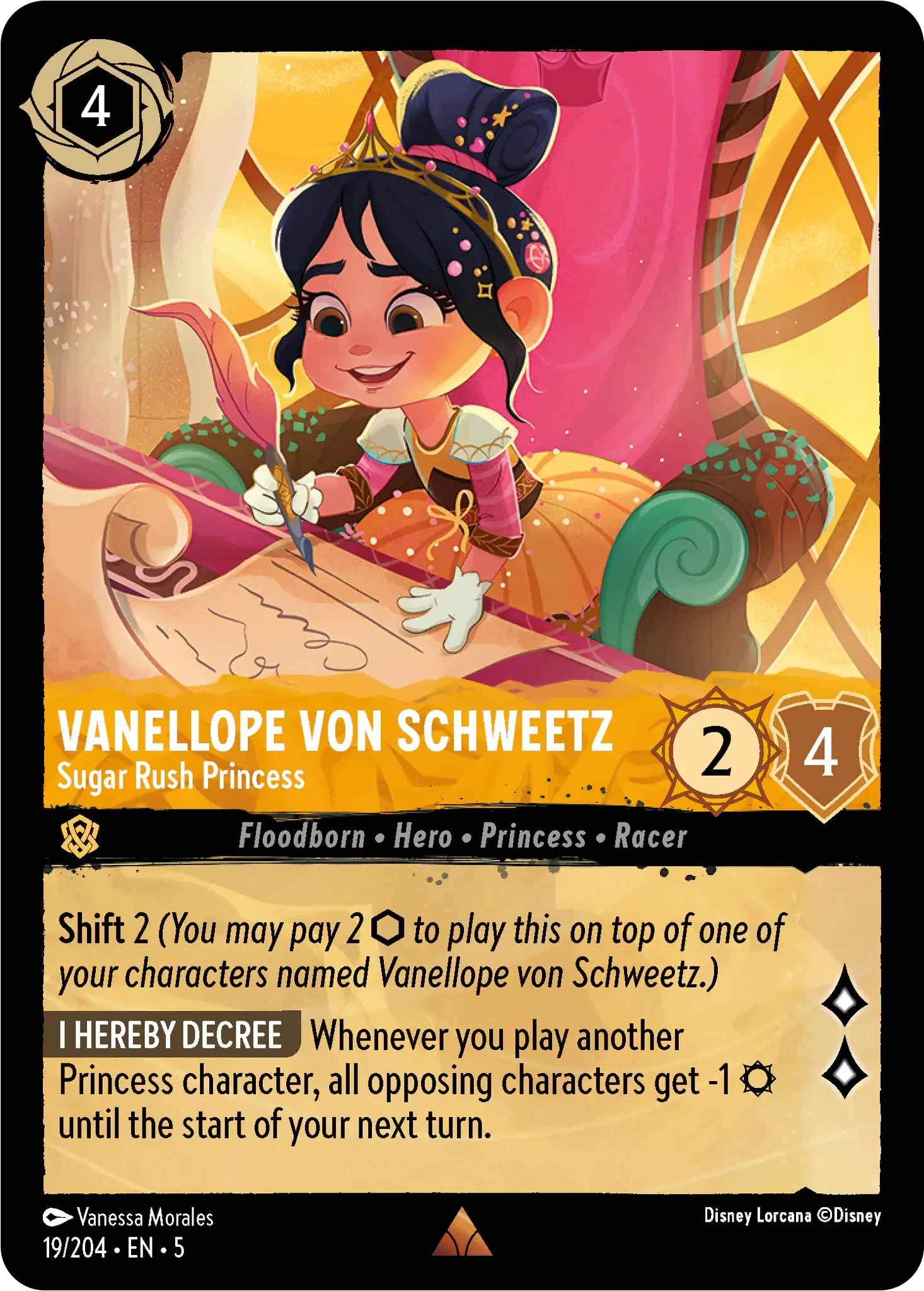 2024 Shimmering Skies Vanellope von Schweetz - Sugar Rush Princess Rare #19 Rare card image