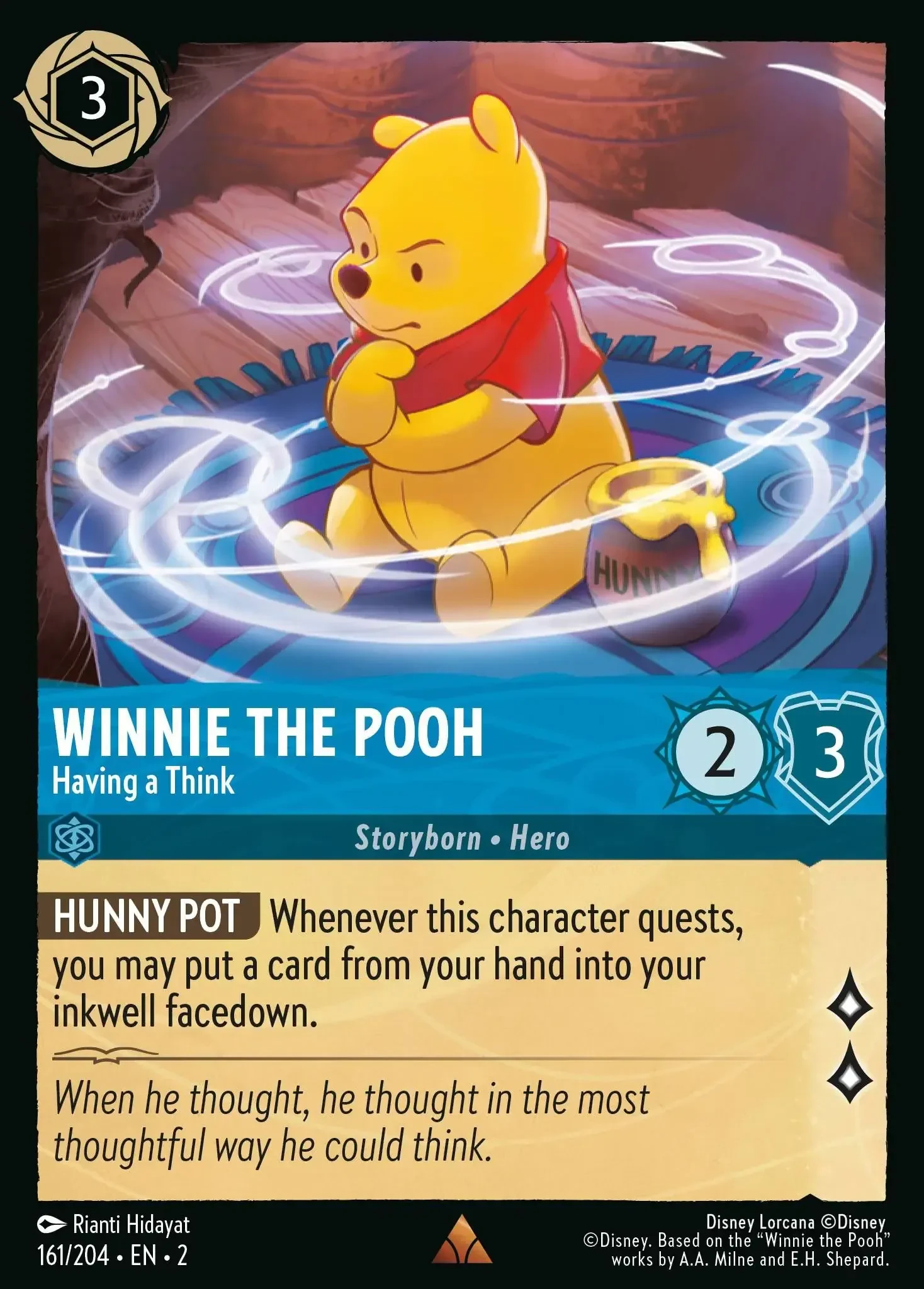 2023 Rise of The Floodborn Winnie The Pooh - Having A Think #161 Rare card image