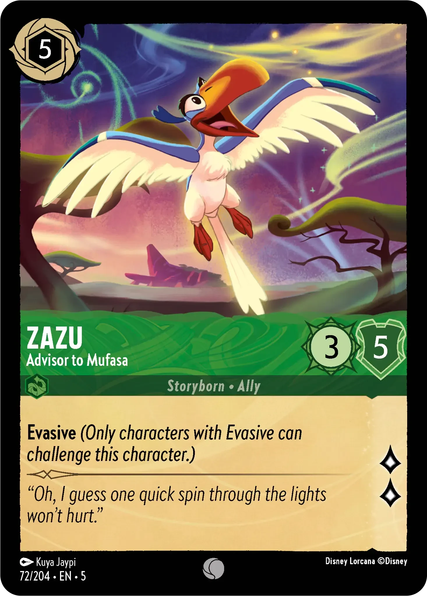 2024 Shimmering Skies Zazu - Advisor to Mufasa Common #72 Common card image